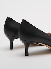 LK Bennett Black Leather Audrey Kitten Heel Courts - Image 4 of 4