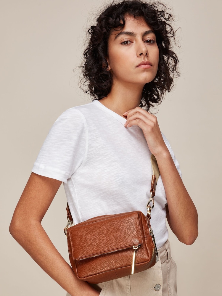 Whistles Brown Bibi Cross-Body Bag - Image 1 of 4