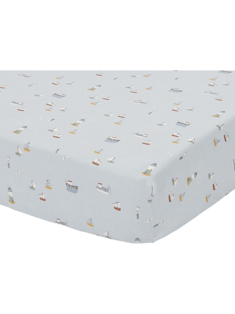Little Dutch Blue Sailors Bay 100% Cotton Fitted Bassinet Sheet - Image 2 of 2