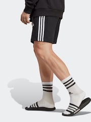 adidas Black Essentials French Terry 3-Stripes 100% Cotton Shorts - Image 3 of 8