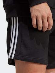adidas Black Essentials French Terry 3-Stripes 100% Cotton Shorts - Image 5 of 8