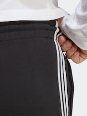 adidas Black Essentials French Terry 3-Stripes 100% Cotton Shorts - Image 6 of 8