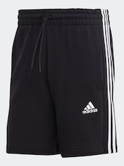 adidas Black Essentials French Terry 3-Stripes 100% Cotton Shorts - Image 8 of 8