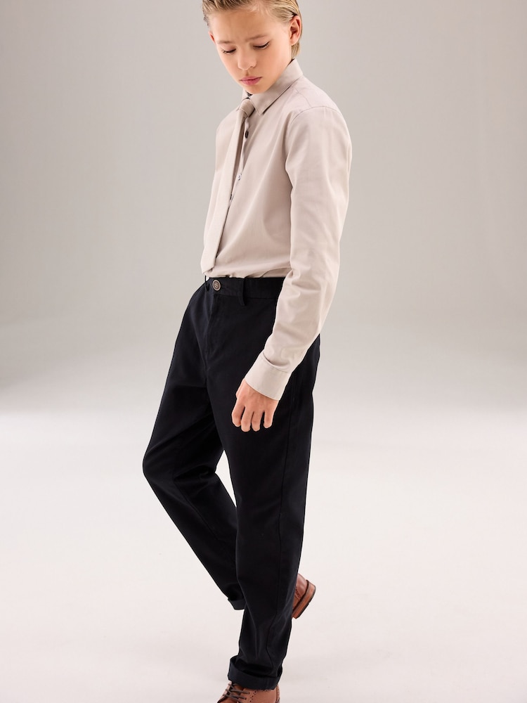 Stone Long Sleeve Smart Trimmed Shirt (3-16yrs) - Image 2 of 8