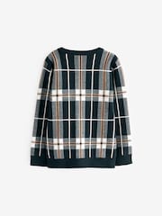 Navy Blue Check Crew Jumper (3-16yrs) - Image 2 of 3