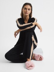 Reiss Blush Aspen Faux Fur Cross Over Slippers - Image 2 of 6