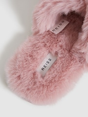 Reiss Blush Aspen Faux Fur Cross Over Slippers - Image 4 of 6