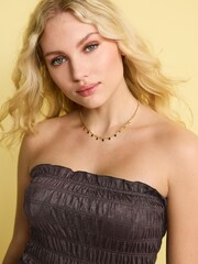 Chocolate Brown Frill Shirred Bandeau Top - Image 4 of 5