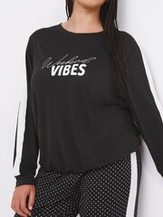 Simply Be Black Pretty Secrets Mono Polka Dot Side Stripe Twosie Pyjamas - Image 4 of 4