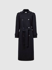 Reiss Navy Kaiya Wool Trench Coat - Image 2 of 8