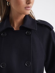 Reiss Navy Kaiya Wool Trench Coat - Image 4 of 8