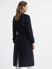 Reiss Navy Kaiya Wool Trench Coat - Image 5 of 8