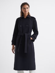 Reiss Navy Kaiya Wool Trench Coat - Image 7 of 8