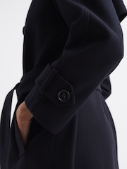 Reiss Navy Kaiya Wool Trench Coat - Image 8 of 8