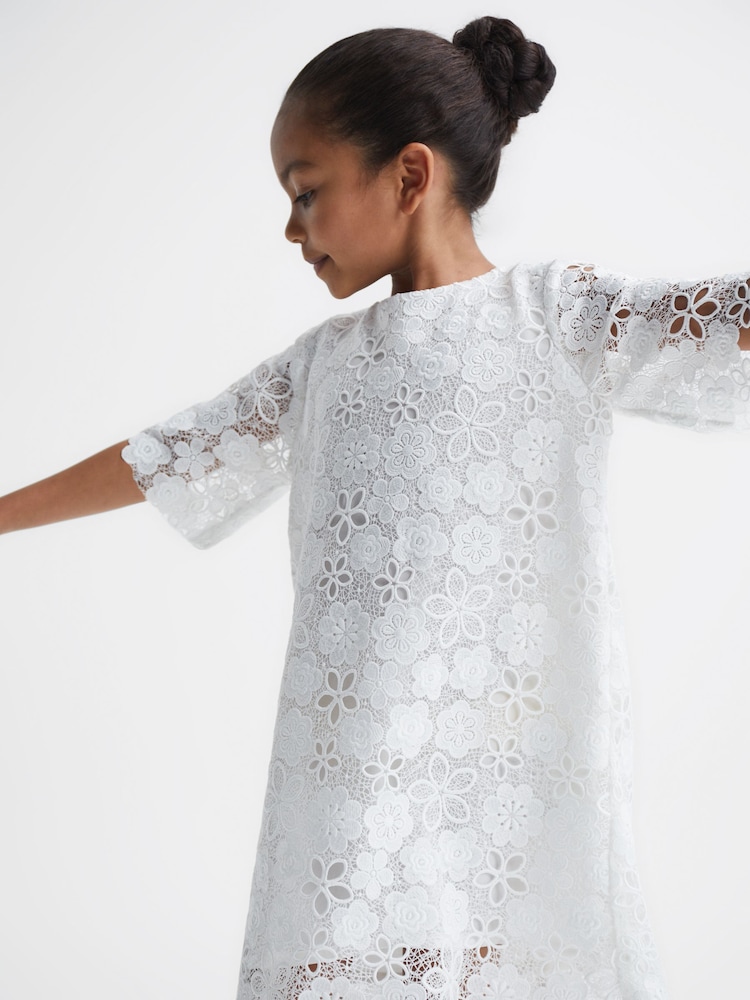 Reiss Ivory Susie 9-12 yrs Lace T-Shirt Dress - Image 1 of 7