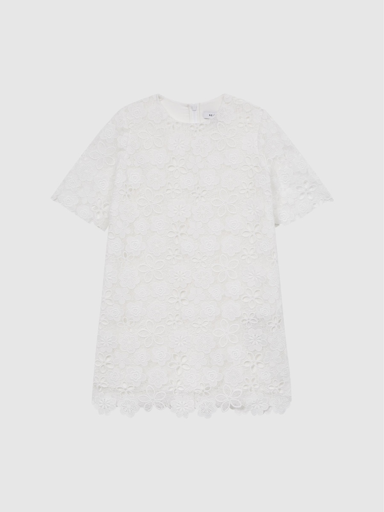 Reiss Ivory Susie 9-12 yrs Lace T-Shirt Dress - Image 2 of 7
