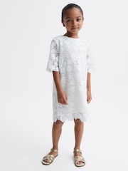 Reiss Ivory Susie 9-12 yrs Lace T-Shirt Dress - Image 3 of 7