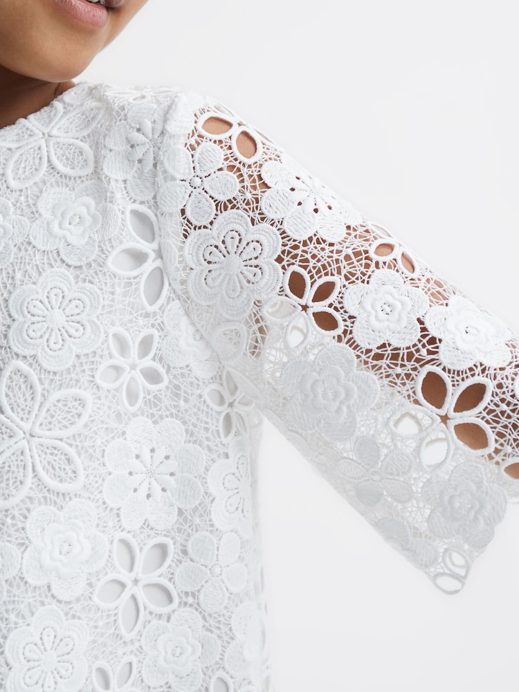 Reiss Ivory Susie 9-12 yrs Lace T-Shirt Dress - Image 4 of 7