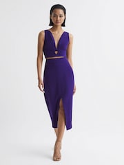 Reiss Purple Ciara Wool Pencil Skirt - Image 1 of 6