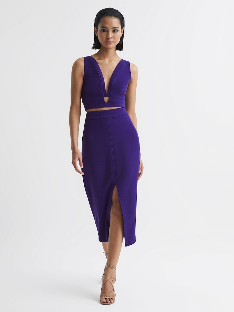 Reiss Purple Ciara Wool Pencil Skirt - Image 1 of 6 Reiss Purple Ciara Wool Pencil Skirt - Image 1 of 6