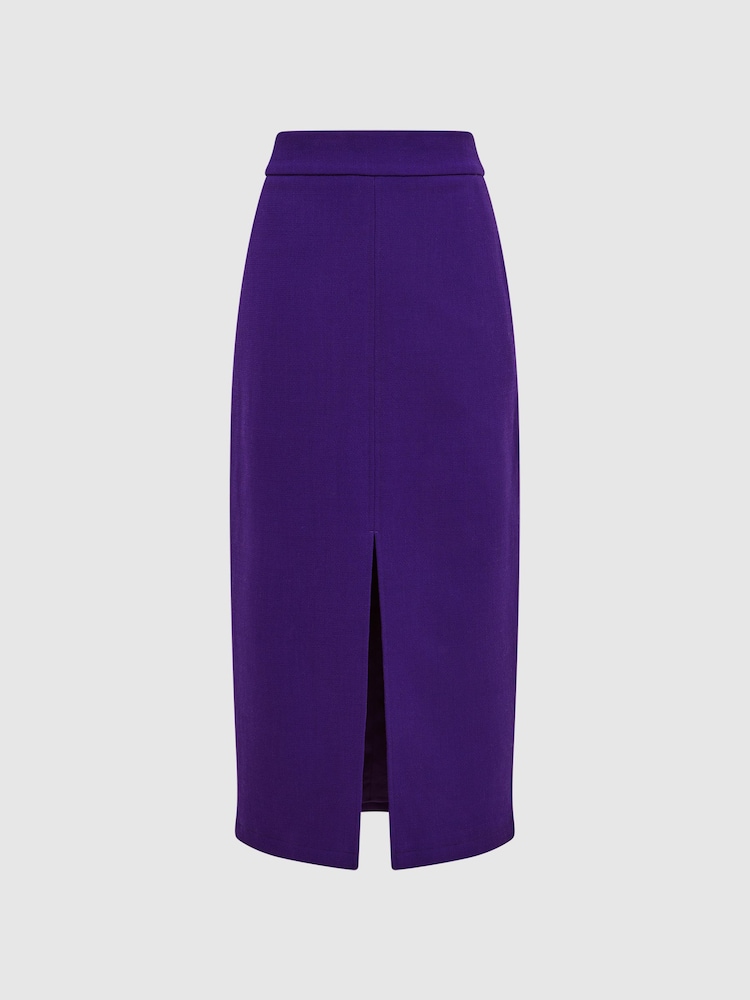 Reiss Purple Ciara Wool Pencil Skirt - Image 2 of 6