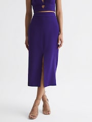 Reiss Purple Ciara Wool Pencil Skirt - Image 3 of 6