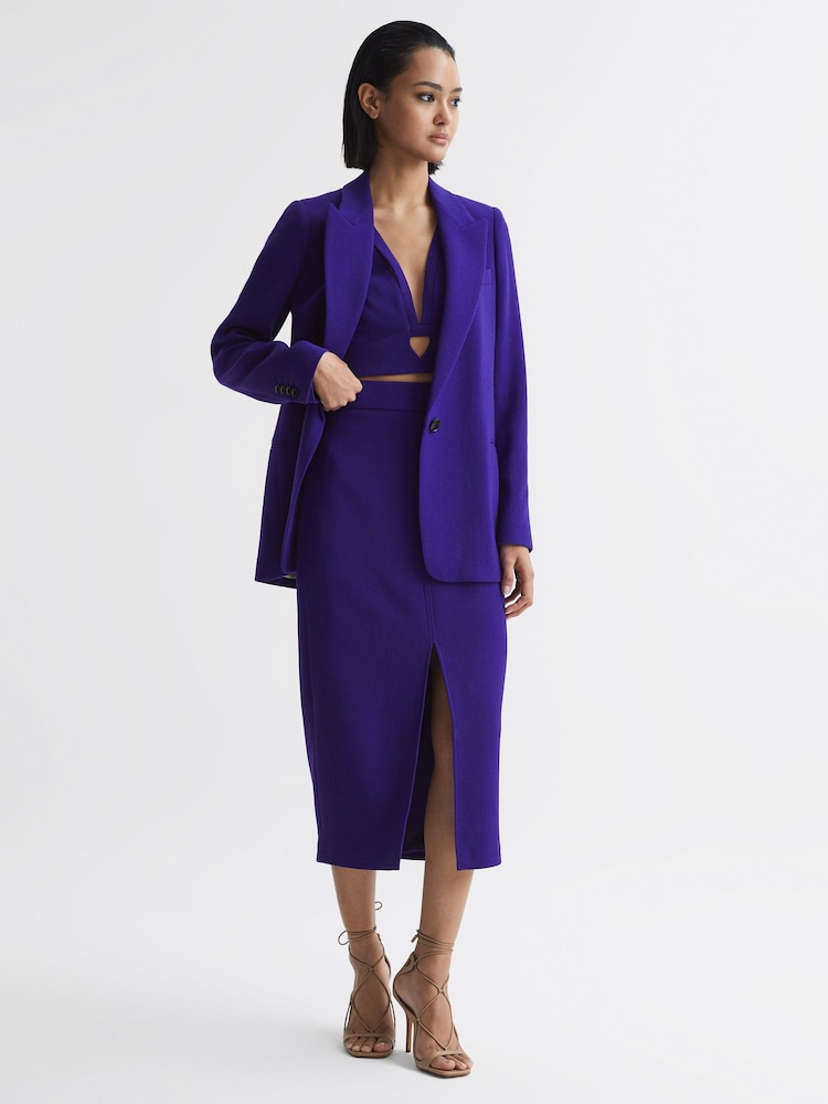 Reiss Purple Ciara Wool Pencil Skirt - Image 6 of 6