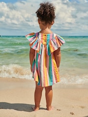 Rainbow Stripe Cotton Ruffle Dress (3mths-8yrs) - Image 2 of 5