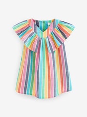 Rainbow Stripe Cotton Ruffle Dress (3mths-8yrs) - Image 4 of 5