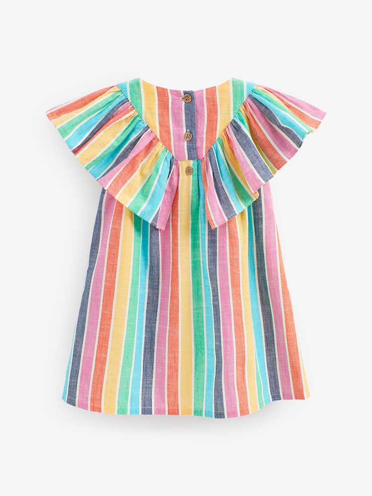 Rainbow Stripe Cotton Ruffle Dress (3mths-8yrs) - Image 5 of 5