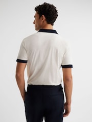 Reiss White/Navy North Mercerised Zip Neck Polo T-Shirt - Image 5 of 6