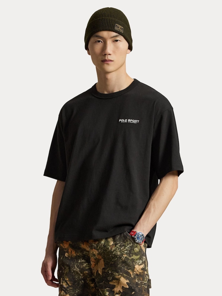 Polo Ralph Lauren Black Sport Back Print T-Shirt - Image 1 of 6 Polo Ralph Lauren Black Sport Back Print T-Shirt - Image 1 of 6