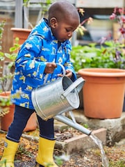 JoJo Maman Bébé Cobalt Blue Digger Print Cosy Waterproof Jacket - Image 1 of 7