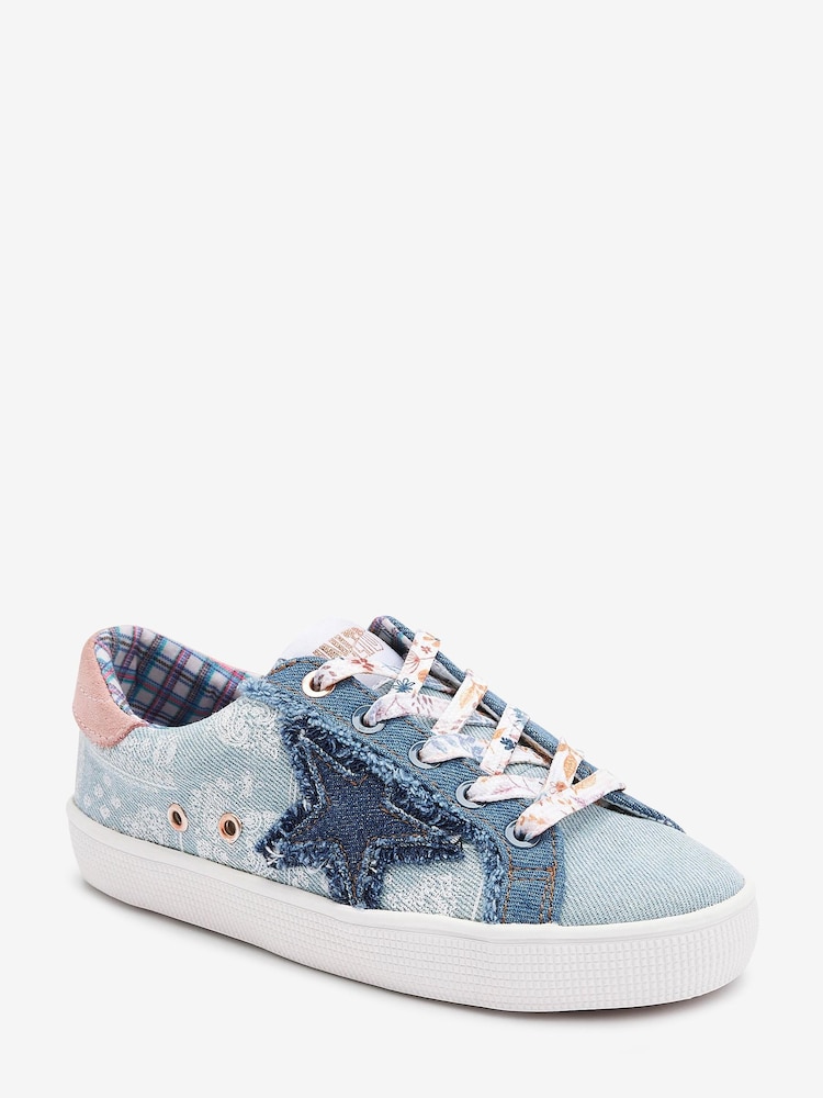 Denim Blue Star Lace-Up Trainers - Image 2 of 5 Denim Blue Star Lace-Up Trainers - Image 2 of 5
