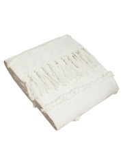 furn. Natural 100% Cotton Jakarta Woven Tufted Fringed Throw - Image 1 of 3