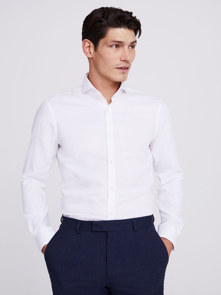 MOSS White Slim Oxford Non Iron 100% Cotton Shirt - Image 1 of 5