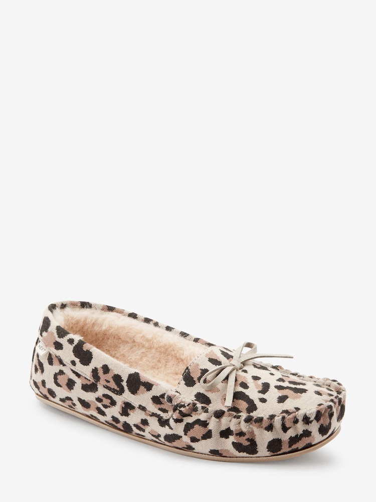 Léopard marron - Chaussons Mocassins Doublés en Fausse Fourrure - Image 3 of 5