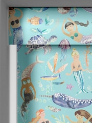 Voyage Aqua Blue Blackout Mermaids Party Made To Measure Roller Blind - Image 3 of 6
