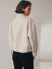 Neutral Linen Bomber Jacket - Image 2 of 6