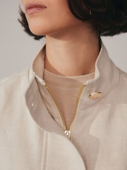 Neutral Linen Bomber Jacket - Image 4 of 6