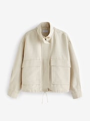 Neutral Linen Bomber Jacket - Image 5 of 6