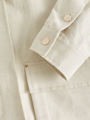 Neutral Linen Bomber Jacket - Image 6 of 6