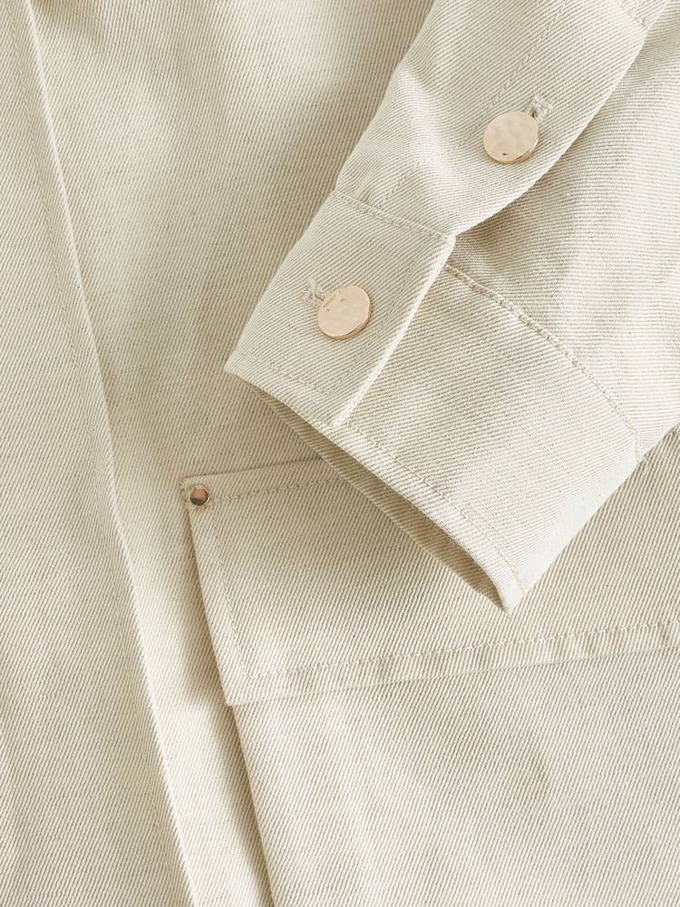 Neutral Linen Bomber Jacket - Image 6 of 6
