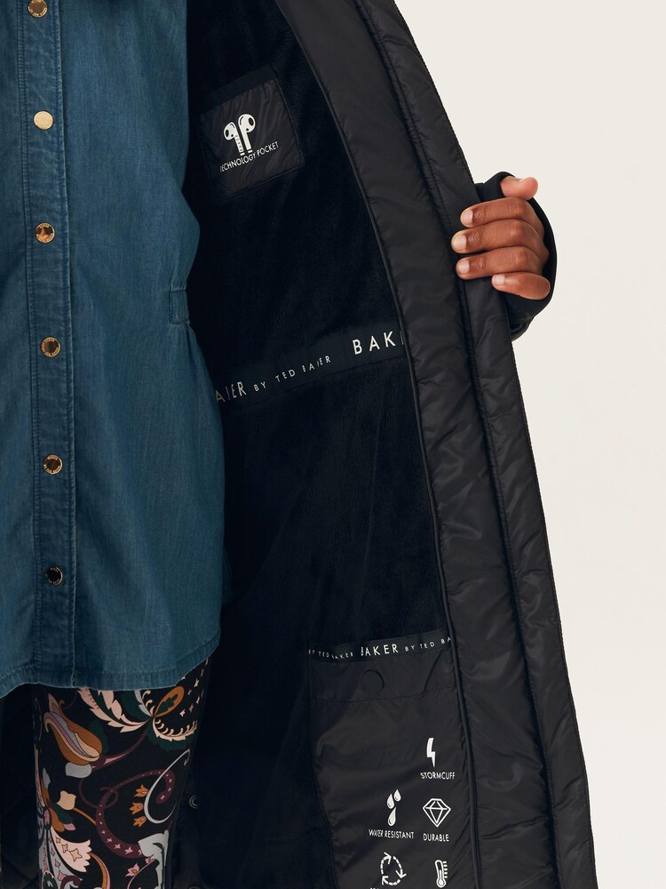 Czarny - Baker by Ted Baker Shower Resistant Chevron Padded Coat - Image 3 of 10