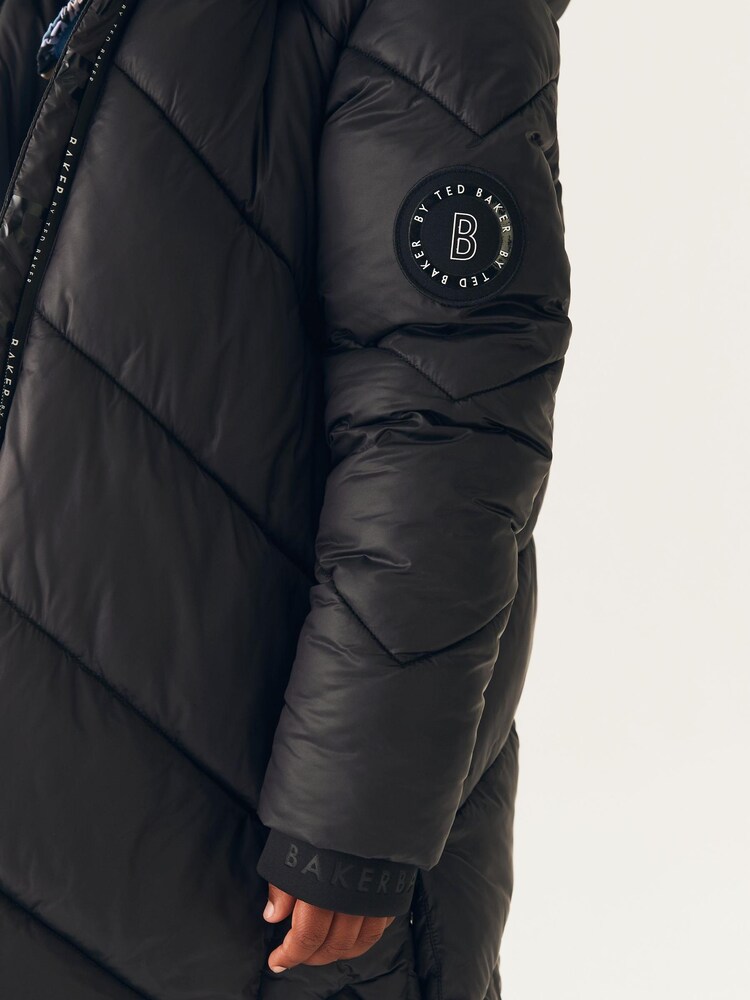 Czarny - Baker by Ted Baker Shower Resistant Chevron Padded Coat - Image 4 of 10