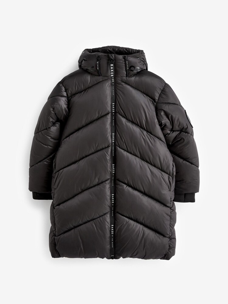 Czarny - Baker by Ted Baker Shower Resistant Chevron Padded Coat - Image 6 of 10