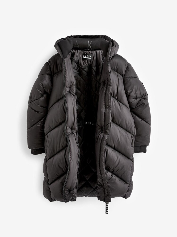 Czarny - Baker by Ted Baker Shower Resistant Chevron Padded Coat - Image 7 of 10