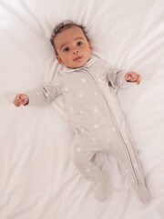 Truly Grey Star Babygrow With Collar - Image 1 of 3