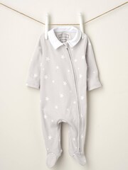Truly Grey Star Babygrow With Collar - Image 2 of 3