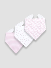 JoJo Maman Bébé Baby Pink 3-Pack Cotton Baby Dribble Bibs - Image 1 of 4